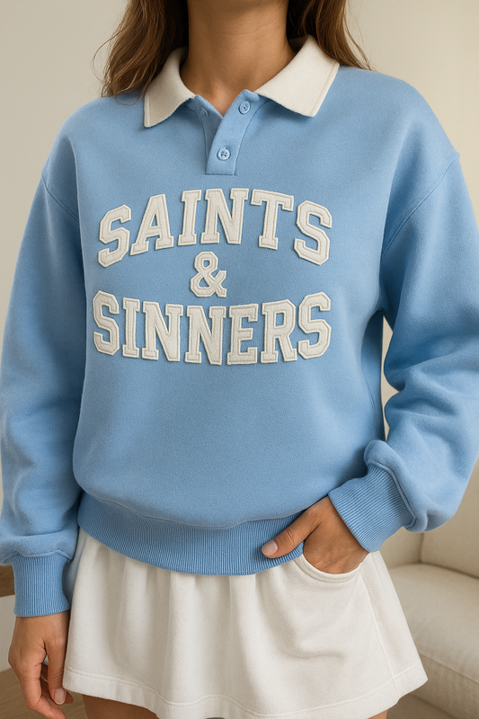 polo-collar pullover sweater