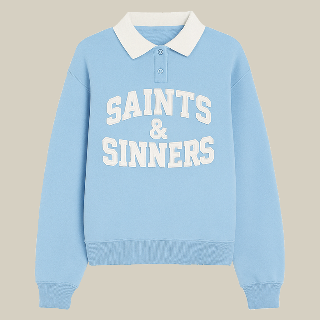 polo-collar pullover sweater