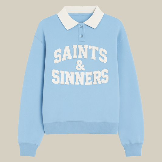 polo-collar pullover sweater